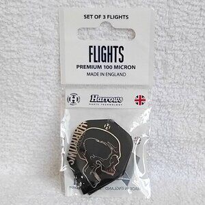 Sealed Set of 3 Harrows Silver Rage Skull Premium 100 Micron Dart Flights BNIP!!